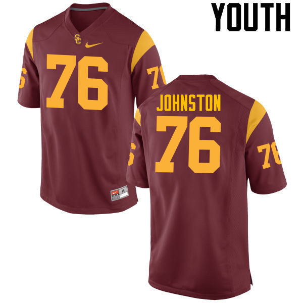 Youth #76 Clayton Johnston USC Trojans College Football Jerseys-Cardinal